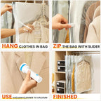 Hanging Vacuum Storage Bags with Electric Pump – 4-Pack Hanging Vacuum Seal Bags for Clothing, Space-Saving Compression Bags for Suits, Jackets, Travel Wear, Winter Coats & Outerwear
