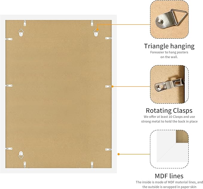 20x28 Picture Frame White Set of 3, Display Pictures 16x24 with Mat or 20 x 28 Without Mat, Poster Frames 20x28 for Wall Hanging Horizontal and Vertical