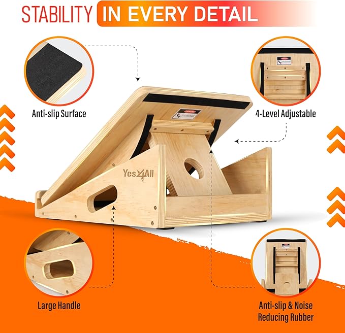 Yes4All Wood Slant board & Balance board (2in1) + Balance Pad XL Black Physical Therapy, Yoga & Stability Training Balance Mat