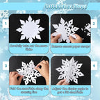 OuMuaMua Winter Christmas Snowflake Decorations Indoor, 24PCS 3D Large White and Silver Snowflakes Hanging Ornaments for Home Xmas Christmas Holiday Winter Wonderland New Year Party Decorations