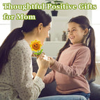 Gifts for Mom Mothers Day Birthday Gifts- Positive Crochet Sunflower, Funny Cute Small Sunflower Gift for Mom Bonus Mother in Law from Daughter Son Positive Emotional Support Pickle Gift