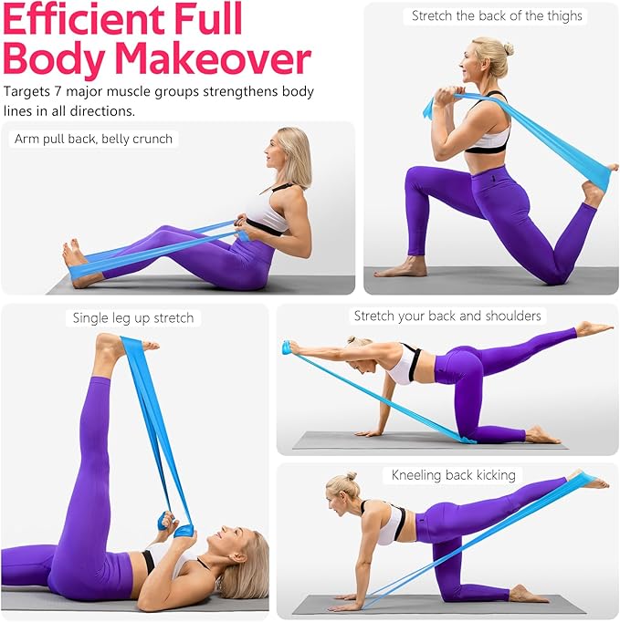 RENRANRING Resistance Bands for Working Out, Exercise Bands for Physical Therapy, Stretch, Recovery, Pilates, Rehab, Strength Training and Yoga Starter Set