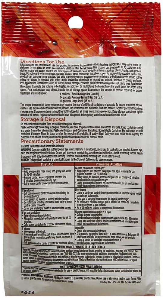 Enoz Moth Ball Packets - Cedar Scented (Case of 6)