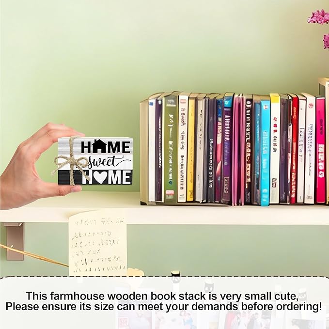 Ycyfckdr Mini Decorative Books for Home Decor, Small Rustic Wood Book Stack for Table Decoration, Home Sweet Decor Book for Living Room Bookshelf, Farmhouse Stacked Books Decoration (L31)
