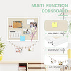 DOLLAR BOSS Cork Board Bulletin Board with Linen Double-Sided 36" x 24" Linen Corkboards for Walls Picture Display Vision Board for Office Home School Framed Picture Pin Board, 20 Pushpins 10 Clips