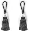 2 Pack Door Knob Tassel Key With Loops, Large Handmade Craft, DIY Accessories for Home Decoration (Charcoal, 2)