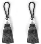 2 Pack Door Knob Tassel Key With Loops, Large Handmade Craft, DIY Accessories for Home Decoration (Charcoal, 2)