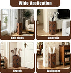 Vintage Umbrella Stand for Entryway, PVC Square Freestanding Umbrella Holder with Removable Water Tray Umbrella Storage Rack for Canes Walking Sticks, Indoor Home, Office, Hotel