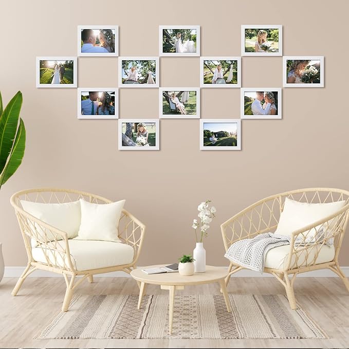 Lyeasw 5x7 Picture Frames White 12 Pack, Multi 5 by 7 Photo Frame with HD Glass for Wall Mount or Tabletop Display