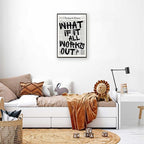 Retro Black And White Newspaper Poster What If It All Works Out Canvas Wall Art Positive Affirming Quote Minimalist Prints Painting For Home Bedroom Dorm Wall Decor 12x16in Framed