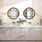 Irregular Wall Mirror, Round Wavy Hanging Mirror Circle Wooden Framed Decorative Mirrors 20 Inch for Living Room Hallway Entryway Decor Mirrors