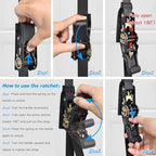 Brebebe Upgrade Door Anchor Strap for Resistance Bands Exercise, Multi Points Anchor Straps with 7 Loops+ 7 D Rings, Home Gym Workout Equipments with Ratchet Adjust Tighten Straps Not Loose, Sturdy