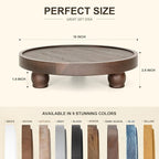 EOSAHR Farmhouse Wood Riser for Home Decor – Acacia Wood Round Pedestal Stand for Bathroom Decor & Kitchen Sink – Decorative Tray for Soap Dispenser, Plant & Cupcake (Dark Acacia)