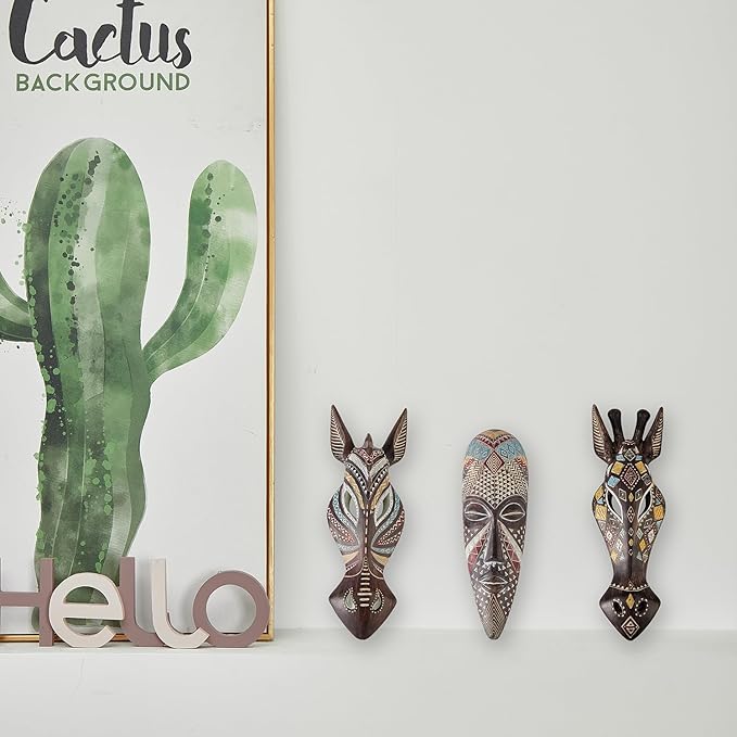 OTARTU African Mask Wall Sculpture Hand Carved African Tribal Wall Mask Art