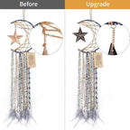 Dremisland Blue Dream Catcher Handmade Half Circle Moon Design Dream Catcher Feather Hanging with Star Home Decoration Ornament Festival Gift (Moon& Star)