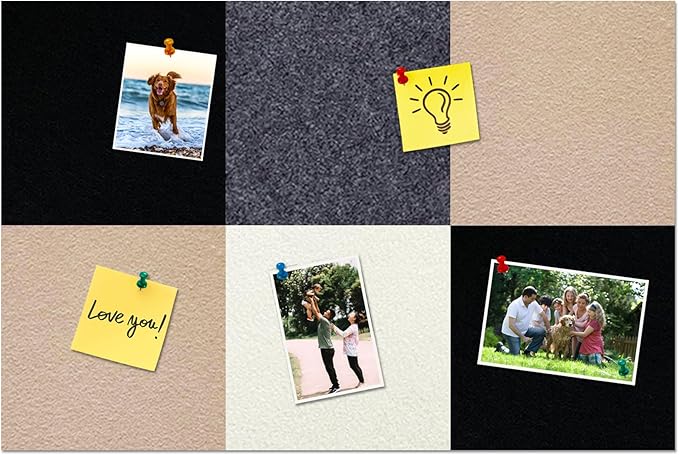 Square Felt Cork Bulletin Board Tiles, Self Adhesive DIY Felt Pin Board for Wall 30" x 20" with 35 Pushpins for Office School Home Wall Decor Stickers Memos Photos Display (Gradual Grey& Camel)