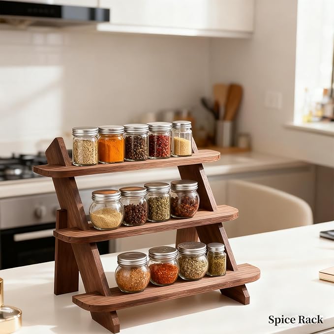 Wooden Display Stand, Tiered Cupcake Stand, 3 Tier Display Stand Riser, Rustic Risers Dessert Table Display Shelf Spice Rack Organizer Holder, Cologne Stand Perfume Organizer Stand