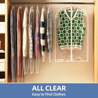 40" All Clear Garment Bags for Hanging Clothes, 12 Packs Suit Bags for Closet Storage, Plastic Waterproof Suit Cover Bags with Zipper for Coats, Jackets, Shirts (Set of 12)