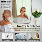 ANDY STAR Brushed Nickel Bathroom Mirror, 24x40” Oblong Mirror with Stainless Steel Metal Frame, Silver Oval Vanity Mirror for Over Sink, Modern Anti Rust Wall Mounted
