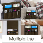 Joywell Tv Controller Holder for Couch Armchair Caddy Recliner Armrest Organizer Non Slip Sofa Arm Chair Caddie with 6 Pocket Storage for Magazine, Tablet, Phone, iPad, Dark Chocolate