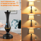 Seealle Upgraded Touch Lamps for Night Stands Set of 2 - Bedside Lamps with USB C+A, 3 Way Dimmable for Bedroom Living Room End Tables Office