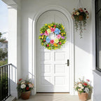 18 Inch Spring Wreaths for Front Door with Dahlias, Hydrangeas, Peonies, Eucalyptus - Artificial Spring Summer Front Door Wreath for Farmhouse, Porch, Window, Wedding, Indoor Outdoor Home Decor