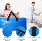 10 Pack Heavy Duty Extra Large Moving Bags Storage Tote - Strong Handles& Backpack Straps - Space Saving Storage Bags Alternative to Moving Boxes and Bins,Compatible with Ikea Frakta Cart, Blue