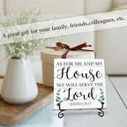 As For Me And My House We Will Serve The Lord Wooden Sign - 5" Christian Wooden Plaque With Metal Support - Rustic Tabletop Home, Office Room Decor - Gifts For Family & Friends - A04
