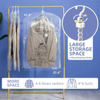 Hanging Vacuum Storage Bags, 4 Pack (41.3 x27.6 inch), Vacuum Seal bags for Clothing, Space Saver Garment for Short Clothes, Jacket, Suits, Dresses, Closet Oragnization and Storage