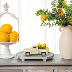 Lemon Decor - 4.9″Farmhouse Vintage Metal Truck with Mini Fake Lemons for Home Kitchen Table, Shelf, Party Decorations and Lemonade Stand Decor Summer Tiered Tray Decoration