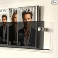 2-Pack 17 Inch Black Acrylic Magazine Holder, Sleek Wall Mounted Brochure Rack & Floating Bookshelf, Modern Stylish Magazine Display for Office, Waiting Room, Living Room, Fashion Home Decor