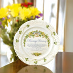 Belleek Classic Marriage Blessing 8.8-Inch Decorative Plate, Handcrafted Parian China Shamrock Irish Decor, White