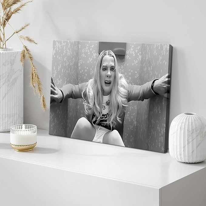 Framed Funny Movie Bathroom Canvas Wall Art Set of 2 – Black and White Vintage Comedy Movies Wall Decor, Humor White Chicks Posters Prints for Bathroom Toilet Humour Signs – 16x24in