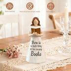 Book Figurine Reading Woman Statue – Reading Resin Figurine for Book Lovers Decor, Bookworm Sculpture, Reading Gifts for Book Lovers Women
