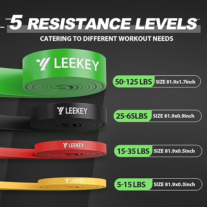 LEEKEY Resistance Bands, Exercise Bands,Pull Up Assist Bands - Bands for Working Out,Band for Men and Women Fitness Training, Physical Therapy,Home Workouts