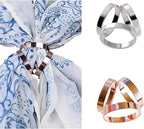 SYWDUDUCLT Scarf Ring for Women's Shawl, Silk Neckerchief, Tshirt, Gold/Sivler, S/M/L, 2 Pcs