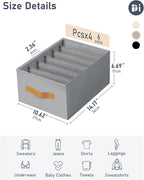 DIMJ Large Wardrobe Clothes Organizers - Foldable Closet Clothing Organizer for Jean Sweater Shirt Pants Underwear Bra, Divided Clothes Drawer, Grey Closet Shelf Organizer Boxes | Foldable, for Jean, for Sweater, for Shirt, for Pants, for Underwear
