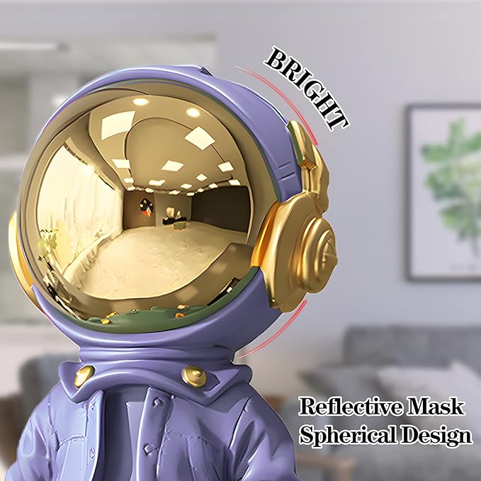 EZ4ENCE Figurine Statue Astronaut Sculpture Spaceman Decor,Sculpture for Home Decor,Arts Purple Shelf Decoration,Cool Metal Mask Table Decor,Large Spaceman Figure Ornament