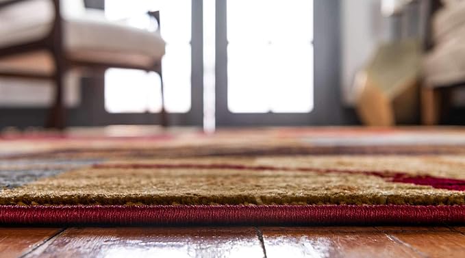 Unique Loom Barista Collection Modern, Abstract, Vintage, Distressed, Urban, Geometric, Rustic, Warm Colors Area Rug (5' 0 x 8' 0 Rectangular, Multi/Beige)