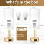 Fenmzee Gold Bedside Table Lamps Set of 2-3 Color Temperatures Pull Chain Lamp with AC Outlet Charging Port, Two Round Night Stand Lamps for Bedroom Office Living Room