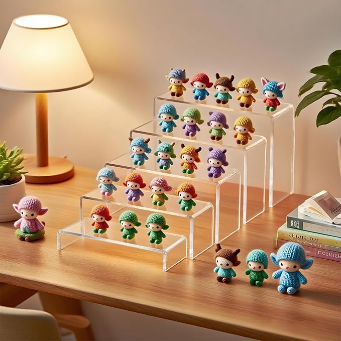 OVNTHYK Acrylic Risers 10 Pcs (2 Sets) – Large Display Risers, Clear Perfume Organizer Stands for Figures, Jewelry, Decorations, Cupcakes & Dessert Table Display