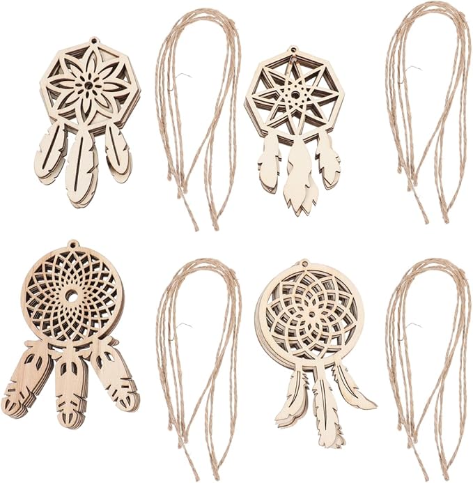 PRETYZOOM Wooden Dream Catcher Pendant 4.33 x 2.95 in with Tassel – Woven Boho Wall Hanging for Bedroom, Dorm & Living Room Decor, for Teens, Women & Gift Giving