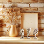 aboxoo 3 Pcs Thinker Statue, Silence is Gold, See No Evil Hear No Evil Speak No Evil Statues, Modern Resin Sculptures Decor for Living Room, Home, Office Study (Sandy)