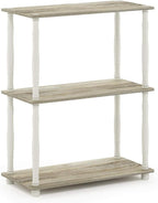 Furinno Turn-N-Tube 3-Tier Compact Multipurpose Shelf Display Rack with Classic Tube, Sonoma Oak/White