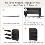 Over the Door Hat Rack - 3-Layer Design Hat Organizer Holds 30-36 Hats with 10 Hooks, Ideal Hat Rack for Door, Over the Door Organizer for Closet, Apartment, Bedroom, Dorm, 1 Pack, Black