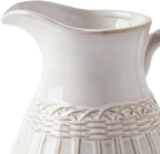 VICTOR & TERESA White Ceramic Pitcher Vase for Home Decor, 10'' Decorative Jug Vases Gift for Mom, Farmhouse Distressed Vases for Flowers, Pampas Grass, Table Centerpieces, Kitchen, Mantel