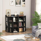 Aheaplus Corner Cabinet, Black Corner Storage with USB Ports and Outlets, Corner Cube Toy Storage for Small Space, Wooden Cubby Corners Bookshelf with 9 Cubes for Playroom, Bedroom, Living Room, Black