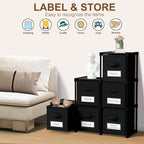 Geelin 6 Cube Storage Organizer with Fabric Bins and Labels 11 Inch, Fabric Collapsible Cubby Clothes Storage Drawer Dresser for Bedroom Living Room Office Organization
