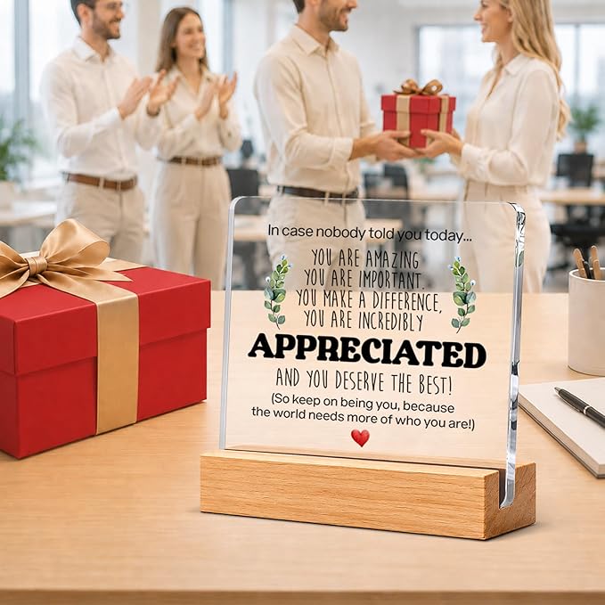 Thank You & Appreciation Gifts Bulk for Coworkers, Friends, Women and Men, Inspirational Gift Ideas, Motivational Desk Decor for Office Home, 4 x 4 Inches, Set of 4