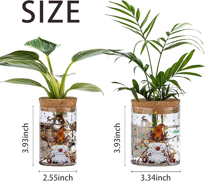 Christmas Vases, 2 Sizes Propagation Jars with Christmas Decorations Patterns, Desktop Glass Hydroponic Planter for Plant Cuttings, for Plant Lovers (6)